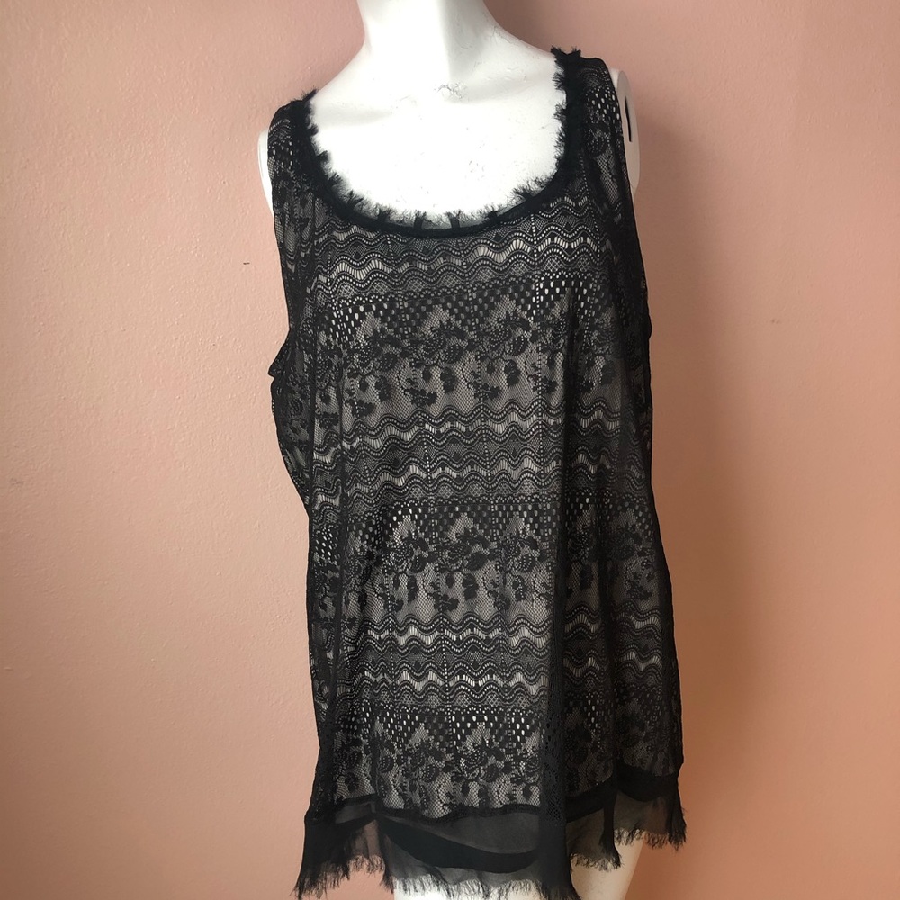 Cabi black lace tank